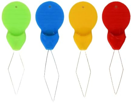 Juego De 12 Enhebradores En Forma De Calabaza, Material Plástico, Cuatro Colores (Rojo, Azul, Amarillo, Verde)