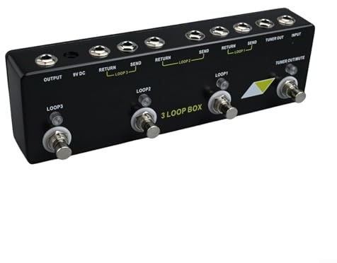 BEAZOOM Pedale per chitarra True Bypass Looper con sintonizzatore muto, registrazione serie 3 loop, interruttore di ingresso posteriore/destro