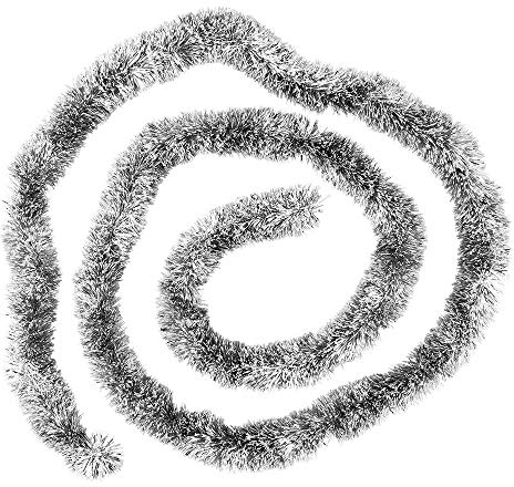 Idées avec guirlande Lametta coeur deluxe | Couleur duo | Ø4cm | 2m de long | Guirlande de sapin et de Noël | décoration de fête (argent et blanc)