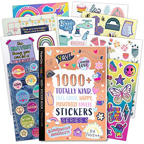 Fashion Angels 1,000+ Totally Kind Sticker Book, Includes Craft Stickers for Kid's Positive Affirmation & Mental Health, Ideal for Accessorizing Notebooks & Journals