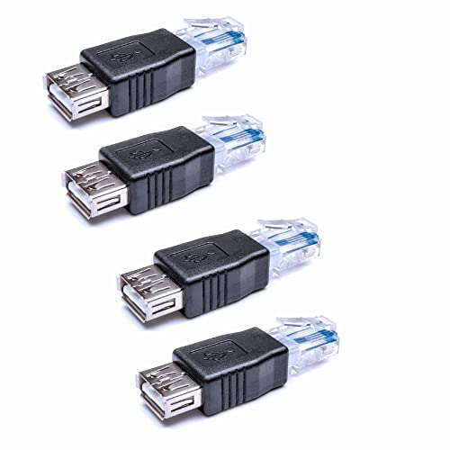 baolongking USB-auf-Ethernet-Adapter, USB-auf-RJ45-Adapter, 4er-Pack USB 2.0-Buchse auf Lan RJ45 8P8C-Stecker Crystal Ethernet 10 MB/100 MB Netzwerkadapter