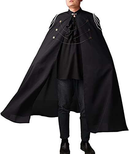 COSDREAMER Män kostym kappa häxa kappa renässans medeltida cape, Svart, M