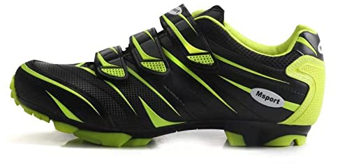 Msport MTB Schuhe Herren/Damen – Atmungsaktive, rutschfeste Fahrradschuhe, Kompatibel mit SPD-Systempedalen für Mountainbike & Indoor-Cycling - Grün 43 EU