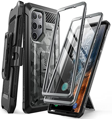 SUPCASE for Samsung Galaxy S22 Ultra Case with Stand, [Unicorn Beetle Pro] [2 Front Frames] [Built-in Screen Protector & Belt-Clip] Military-Grade Protection Phone Case for Galaxy S22 Ultra, CamoGray