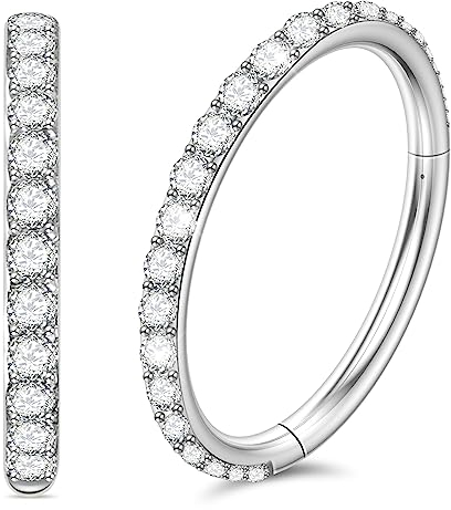 Nasenring Silber 925, Septum Piercing mit Zirkonia - Conch, Nostril, Helix Ring Gold für Ohr - Körperschmuck Geschenke für Frauen Weihnachten