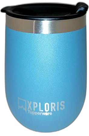 Tupperware Thermobecher Xploris to Go 230 ml Hot & Go Thermo Boy Thermal Isolierbecher Becher Kaffe Tee mitnehmen Edelstahl blau grau