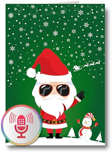 PlayMegram Audio Weihnachtskarte, 1 Minute Aufnahme und Wiedergabe per Knopfdruck, Grußkarte Für Sprachnachrichten und Musik, Kreative Geschenkidee