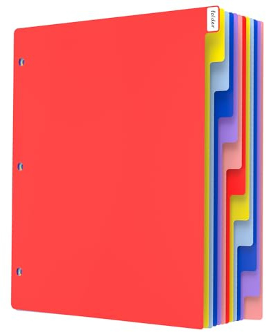 HABGP 12 Tab Dividers for 3 Ring Binder, 12 Pcs Multicolor 3 Ring Binder Dividers with Tabs, Page Folder Dividers, Plastic Tabbed File Dividers with Tabs, Three Ring Binder Index Dividers, 1 Set