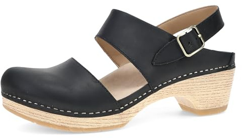 Dansko Lucia Closed-Toe Sandals for Women - Linings from Recycled Materials and Leather for Breathability- Lightweight Rubber Outsole for Long-Lasting Wear Black 7.5-8 M US