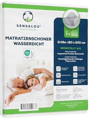 Sensalou Matratzenschoner wasserdicht 160x200 cm – Inkontinenz-Schonbezug Auflage für Doppelbett - Höhe bis 30 cm – Nässeschutz Unterlage für Allergiker, waschbar