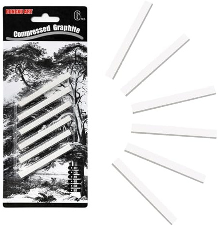 ieron 6 lápices de dibujo blancos comprimidos de grafito, lápices cuadrados de carbón para manualidades, bocetos, sombreado, principiantes y artistas