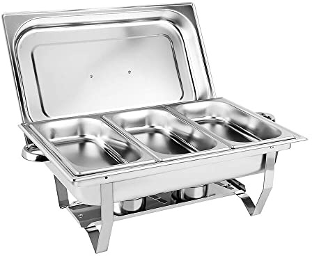 Värmebehållare chafing dishes matvärmare rostfritt stål varmhållningsbehållare kök matvärmare buffé catering party set enkelsås matvärmare rechaud 3X rostfritt stål varmhållningsbehållare dish 9L