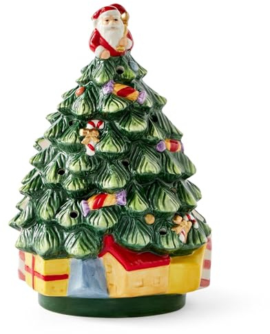 Spode julgran figurformad servetthållare, semesterservetthållare för matbord, kök - vacker keramisk servetthållare & festligt bordstillbehör - julfiranden och heminredning