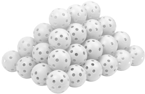 THIODOON träningsgolfbollar, begränsad flygning, 40 mm, ihåliga golfträningsbollar av plast, färgade luftflödesgolfbollar för svängövningar, körräckvidd, inomhus, 48 pack (vit, 48 stycken)