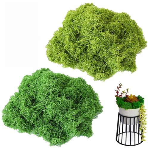 PRVCFZ 130g Fake Moss, Artificial Moss for Indoor Plant Pots, Artificial Moss, Fake Moss Decorative Craft for Lawn Green Plant Aquarium Landscaping, Garden Office Home Decoration (multicolour)