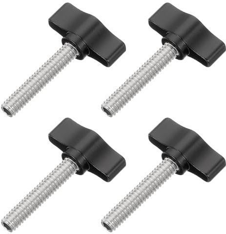 QUARKZMAN 4 Pz 1/4 - 33 Vite a Farfalla, Vite a Testa Esagonale Filettata in Acciaio Inossidabile 304 con Manopola a Farfalla Regolabile, Viti di Serraggio, Nero