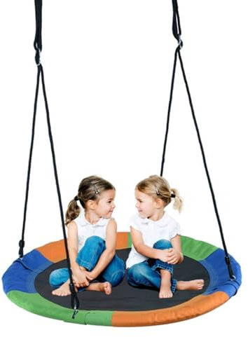 Favuit Nest Swing Seat, Saucer Tree Swing Set for Kids Adults 40 Inch/100cm Adjustable Rope Round Garden Swings for Indoor Outdoor Playground Backyard