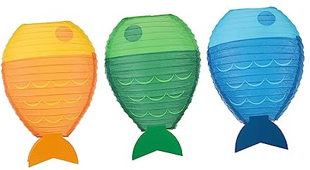 Mikikit 3pcs Fish Shaped Paper Lanterns Diy Decorative Lanterns Solar Outdoor Decorations Festival Party Decor