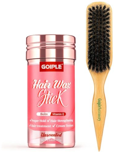 Hair Wax Stick Stick Cheveux Plaquage, Stick Cheveux Longue Tenue, Stick Plaquage Cheveux Lissant & Coiffant pour Femmes, pour Lisser, ContrôLer Edge Rebelles Avec Brosse Poils Sanglier