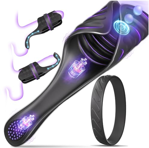 Masturbatore Uomo Automatico con Vibrazione a Impulsi e Vibratore per Testicoli Regolabile, Sex Toys Uomo a Mani Libere, Vibratore con Anello Vibrante per Pene per Lei e Lui, Toys Sessuali per Uomini