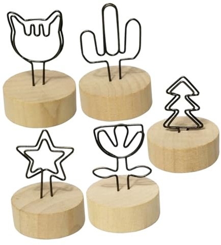 MOTHNUR 5 pièces Lot de Porte-cartes de Table Créatifs Bois Vintage Supports Multifonctions pour Photos Notes Menus et Numéros de Table pour Mariage et Événements