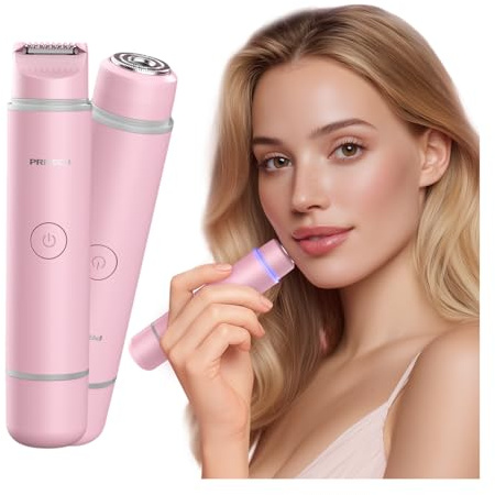 Rasoio 2 in 1 a doppia testa, da donna, per la rimozione dei peli del viso, per capelli, bagnato e asciutto, per capelli, viso, sopracciglia, baffi, barba, braccio, gamba rosa