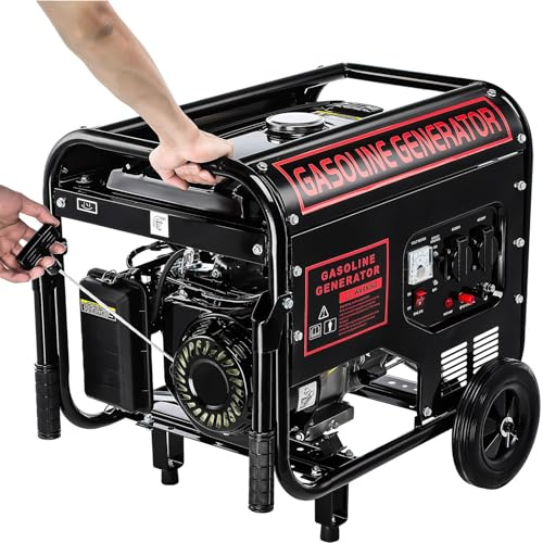 7,5 PS Stromerzeuger Benzin, 3000 W Maximalleistung, 2600 W max. Dauerleistung Notstromaggreg, 15 L Tank, 4-Takt-Motor, 2x 230 V, 1x 12V, AVR-Technologie, 230V Generator für Haus,Garage oder Werkstatt