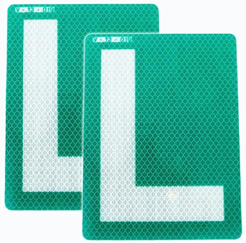 Longivia® Pack 2 Unidades Placa L Novel Cristales Tintados | Pegatina L Homologada Exterior Reflectante para Coche | L de Conductor Novel para Lunas Tintadas | Homologada por la DGT