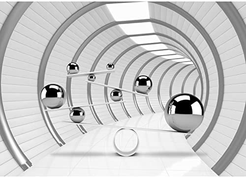 Runa Art Papel tapiz fotográfico sala 3D esferas 352 x 250 cm Lana Fondo De Pantalla XXL Moderna Decoración De Pared Sala Cuarto Oficina Salón gris 9154011a