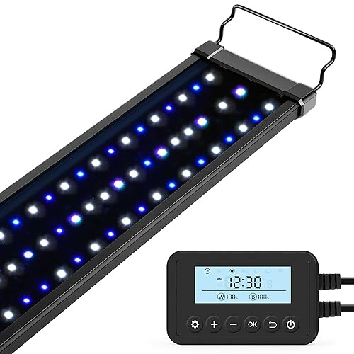 NICREW Saltwater Aquarium Light, Marine LED Fish Tank Light for Coral Reef Tanks, 2-Channel Timer Included, 30 to 36-Inch, 32-Watt