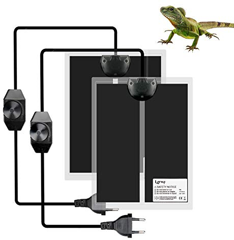 LERWAY Tappetino Riscaldante per Rettili, 2pcs Terrario Tappetino Riscaldante con Regolatore di Temperatura, Serra Reptile Riscaldatore per Lucertola Geco Serpente Tartaruga Granchio Ragno (7W)