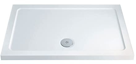 Eacon Rectangular Shower Tray | Low Profile Slim Design | White Strong Acrylic | Stone Resin Material | White 1300 x 700mm