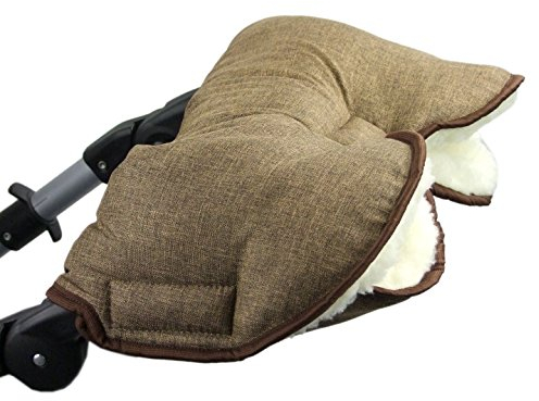 BAMBINIWELT Muff Handwärmer Handschuh für Kinderwagen Buggy mit Lammwolle für warme Hände universal MELIERT (braun MELIERT)