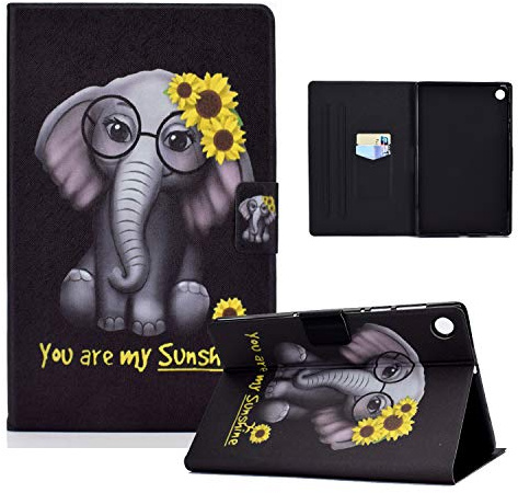 CXTcase skal för Samsung Galaxy Tab A8 2021 10,5 tum/SM-X200/SM-X205/SM-X207, skyddsfodral skyddsfodral med stativfunktion för Samsung Galaxy Tab A8 2021/2022, krysantemum elefant