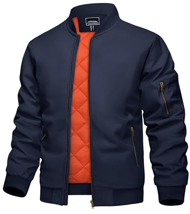 KEFITEVD Bomber Jackets Men Windproof Pilot Jacket Varsity Jackets Baseball Jacket Winter Coats Athletic Windbreakers