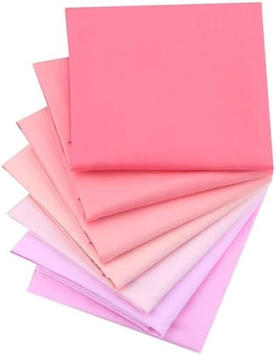 CraftsFabrics Lot de 7 carrés de tissu prédécoupés 100% coton sergé de couleur unie pour couture, matelassage, scrapbooking, patchwork, vêtements - Rose pastel - 40,6 x 50,8 cm