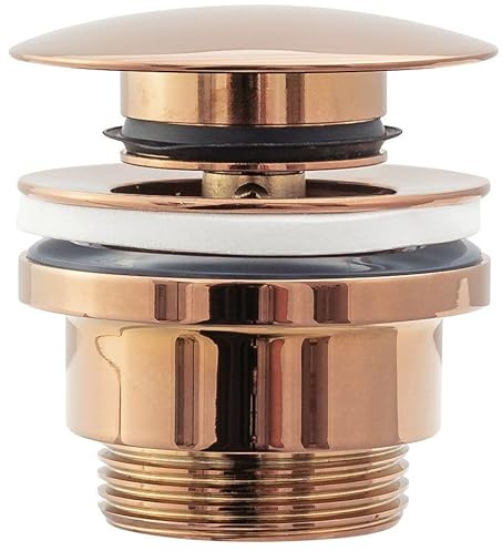 Rea Waschbeckenstöpsel universal click-clack Rose Gold Pop-Up Ablaufgarnitur für Waschbecken & Waschtisch (Rose Gold)