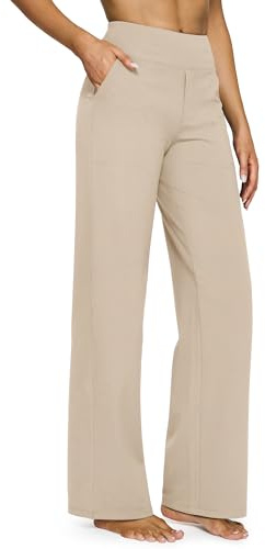 G4Free Yoga Pants with Pockets Wide Leg Trousers for Women High Waist Stretch Work Dress Casual Sweatpants Petite/Regular/Tall | Moisture Wicking, Soft Comfortable Feel, 4-Way Stretch, Faux Fly, Faux Back Pockets, Yoga, Work & Casual Wear
