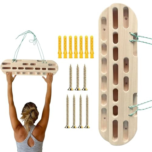 Huayeex 1/2 Set Rock Climbing Board - Wooden Board | Rock Climbing Hangboard Wood Climbing Fingerboard Hold Home Equipment Finger Strengthener for Training Finger, 21.45x5.85x1.76 inches