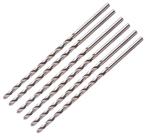 Toolzia Brocas helicoidales extralargas, 6 brocas HSS (acero de alta velocidad), 5 mm de diámetro, 160 mm de longitud para metal endurecido, carpintería, plástico, aleación de aluminio