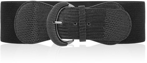 GEEHUA Women Wide Elastic Belt, Stretch Waist Belt Vintage Chunky Waistband Ladies Stretchy Belt for Dresses Jeans(Black)