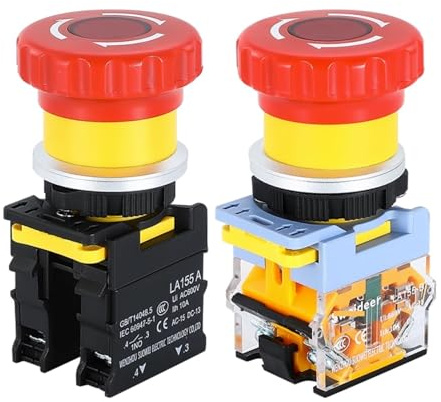 Interruptor de botón de parada de emergencia de 30mm con seta ligera, interruptor de encendido de parada de emergencia, interruptor de arranque de control 220V 10A NC(A Style No Light,1NC_220V)