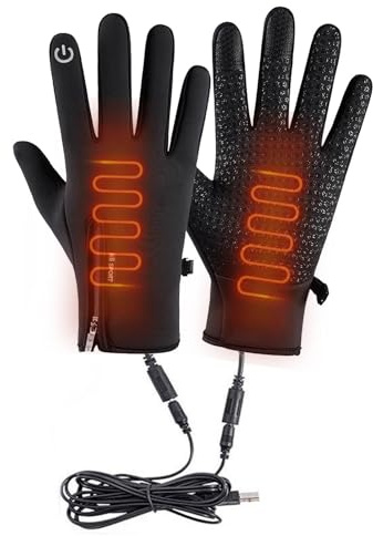 Rechargeable Heated Electric Touchscreen Gloves,USB Heated Gloves for | Women,Portable Heating Gloves,Heated Ski Mittens, Waterproof Fishing Mittens,for Running Cycling Walking Riding Driving