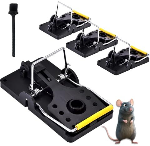 Piège à Souris Réutilisable – Pack de 4, Robuste et Haute Sensibilité, Capture Rapide et Sûre pour Souris et Rats, sans Poison, Idéal pour Maison, Garage et Jardin