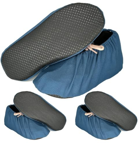 3 Paare Schuhüberzieher, Rutschfest Waschbar Wiederverwendbare Schuhüberzieher, Atmungsaktiv Staubschutz Schuh Abdeckungen (Deep Blue, EU42-47)