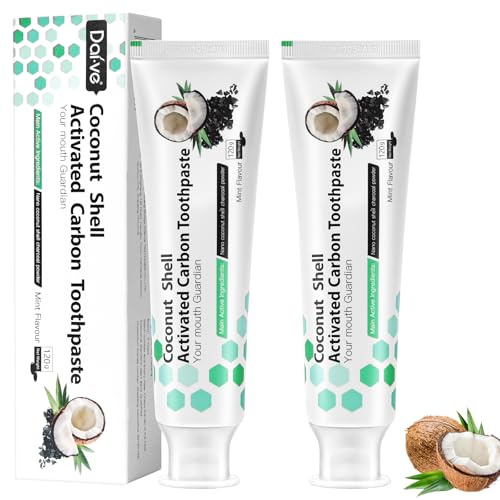 AOOSU Toothpaste Activated Carbon Coconut 2-Pack 120g for Enamel Protection, Fluoride-Free Formula with Gentle Mint, Enamel Protection and Tooth Strengthening for Sensitive Teeth Fresh Breath