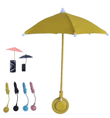 Magnetic Mobile Phone Umbrella Shade for Sun, Outdoor Phone Holder with Adjustable Sun Umbrella, Flexible Angle Design & Strong Suction Cup, Fit for All phones (Yellow)