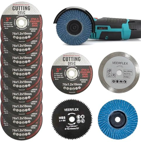 Dischi da taglio da 76 mm, 13 dischi per smerigliatrice angolare per smerigliatrice con foro da 10 mm, lame per seghe circolari a 44 denti, per tagliare metallo, pietra, legno, plastica