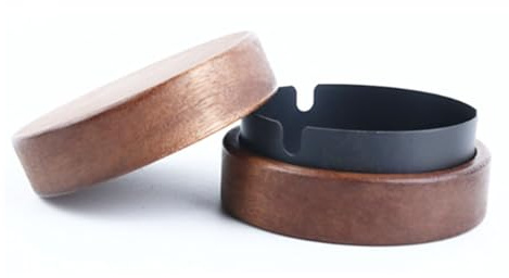 Cendrier coupe-vent en bois, cendrier avec couvercle, anti-odeurs, idéal pour bar, bureau, salon, fête, noir