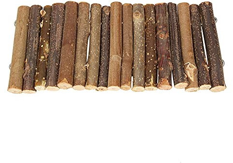 Beufee Wooden Ladder Bridge, 2PCS Hamster Bridge Rat Ladder for Reptile Mice Rodents Small Animal Chew (m)